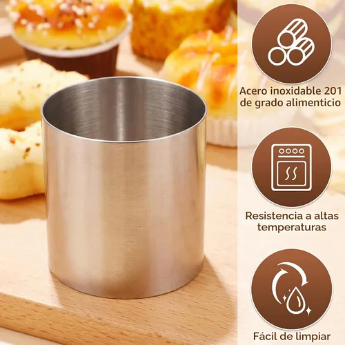 Vista 3 de 12 mini anillos redondos para tartas de 2 pulgadas, molde de flan de postre de mousse de acero inoxidable, pequeños aros de pastelería de grado