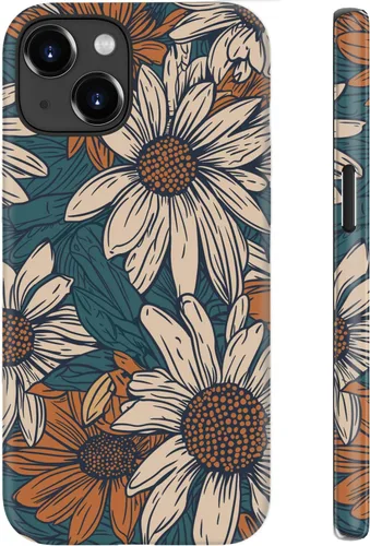 Vista 36 de Funda para iPhone 12 Mini, compatible con carga inalámbrica, protección de doble capa con elegante diseño de flores silvestres, silicona suave +