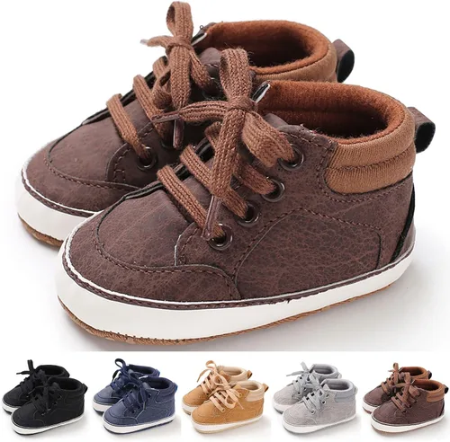 Vista 4 de 1 Year Old Walking Shoes Baby Toddler Shoes Boys and Girls Floor Sports Shoes Flat Bottom Non Slip Lace Infant Boy Boots