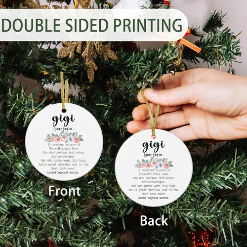 Vista 2 de Gigi Definition - Adornos de cerámica de Navidad para el Día de la Madre, regalos para mujeres Gigi, abuela de nietos, nieto, nieta, adornos