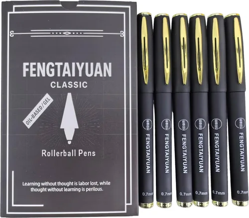 Vista 11 de Fengtaiyuan 038P18x6, Bolígrafos de tinta de gel negros - Agarre cómodo antideslizante, tinta negra, ultra fino, 0.38mm, tinta de secado rápido