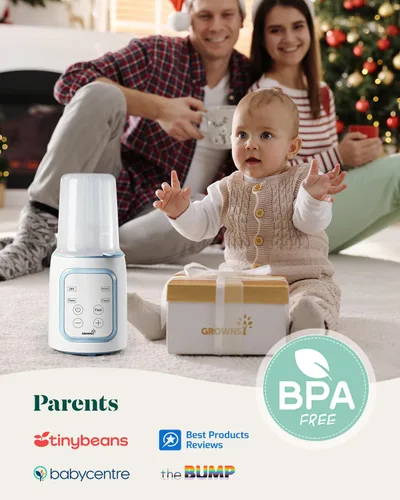 Vista 6 de Grownsy Calentador de biberones, calentador de leche rápido 8 en 1 para bebés con temporizador para leche materna o fórmula, control preciso de Azul