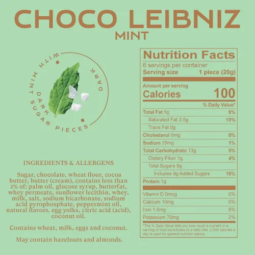 Vista 2 de Bahlsen Choco Leibniz - Galletas de menta gruesa, 4.2 onzas (paquete de 12)