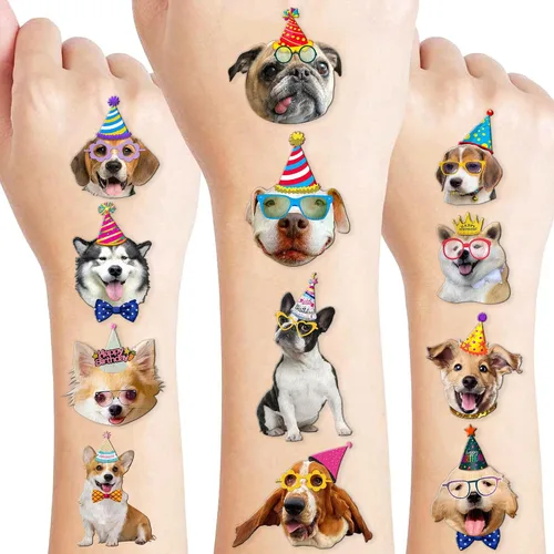 Vista 9 de 96 tatuajes temporales para perros y mascotas para niños, resplandor luminoso en la oscuridad, calcomanías de tatuajes falsos de animales