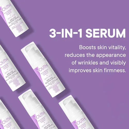 Vista 4 de YOUTH Phyto Dermato Fórmula Avanzada – Suero de refuerzo antiedad – Suero facial estimulante juvenil para mejorar la firmeza de la piel, 1.1 onzas