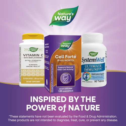 Vista 6 de Nature's Way Cell Forté IP-6 & Inositol Suplemento de apoyo inmunológico con calcio, fósforo y magnesio*, sin gluten, vegano, 120 cápsulas