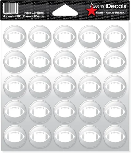 Vista 12 de Award Decals Juego de calcomanías de fútbol (negro sobre transparente) (100 calcomanías de 1 pulgada), calcomanías originales Award Decals Premium