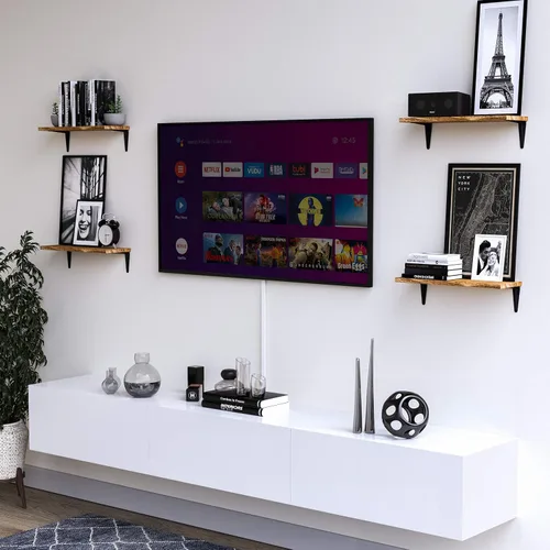 Vista 3 de Wallniture Arras - Estantes flotantes para almacenamiento de pared, estantes de pared de madera para organización y almacenamiento de cocina, juego