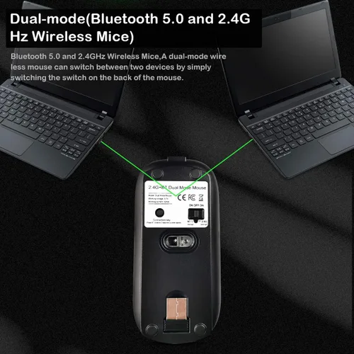 Vista 3 de Bluetooth Mouse, Rechargeable Wireless Mouse Dual Mode(Bluetooth 5.0+USB),Silent Slim with Adjustable DPI Computer mice for