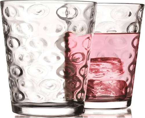 Vista 2 de [Renovado] Circleware Circles - Vasos de jugo para beber, juego enorme de 10, vasos de base pesada, vasos de té helado, cristalería