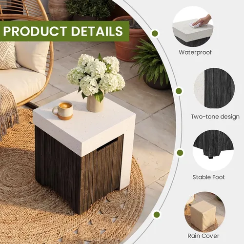 Vista 3 de COSIEST Mesa de tanque de propano para exteriores con diseño de grano de madera, mesa de tanque oculta exterior de 16 pulgadas, oculta el tanque