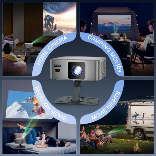 Vista 8 de Mini proyector inteligente con WiFi y Bluetooth - Proyectores de película portátiles para exteriores/dormitorios, enfoque automático y Keystone