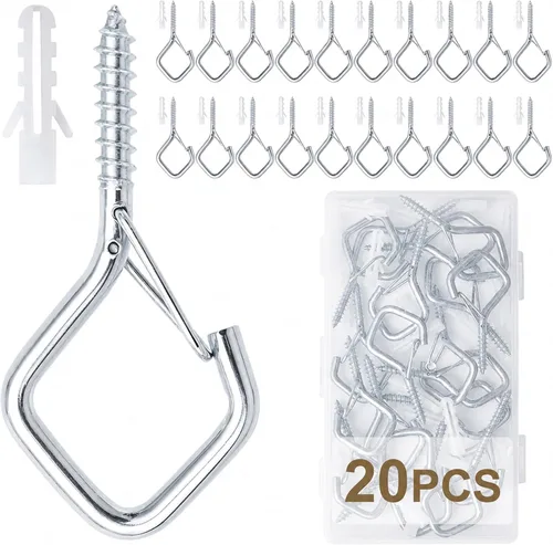 Vista 11 de CADONO 30 PCS Ganchos Colgantes de Copa con Tornillo con Hebilla de Seguridad, Ganchos de Tornillo a Prueba de Viento Perfectos para Colgar Luces