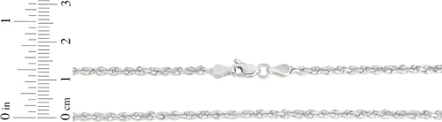Vista 4 de Floreo 10k Yellow Gold or White Gold or Rose Gold 2.5mm Solid Rope Chain Diamond Cut Bracelet or Anklet