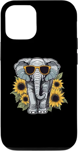 Vista 28 de Elephant with Sunglasses and Sunflowers Case for iPhone 16