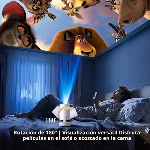 Vista 5 de Mini proyector con WiFi y Bluetooth, proyector portátil compatible con altavoz base de sonido de 5 W, 170 ANSI, Keystone vertical automático