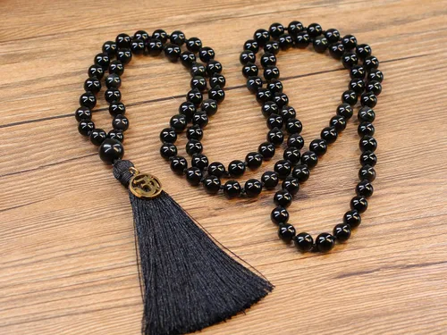Vista 5 de COAI OM Charm Hand Knotted Tassel 108 Mala Beads Necklace