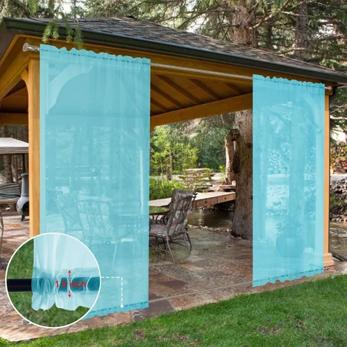 Vista 8 de SpaceDresser - Cortinas transparentes impermeables para exterior para patio - 2 paneles con bolsillo para barra, cortinas de gasa transparentes