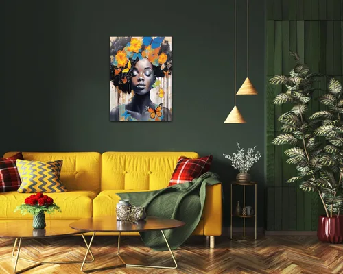 Vista 211 de Arte de pared afroamericano, decoración de rey y reina bailarín negro para sala de estar, arte de pareja de amor negro para dormitorio, lienzo
