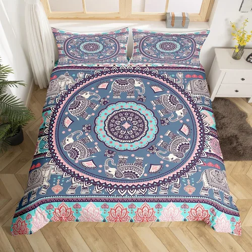 Vista 33 de Manfei Juego de funda de edredón de mariquita de tamaño individual, juego de ropa de cama de flores de acuarela de 2 piezas, funda de edredón floral