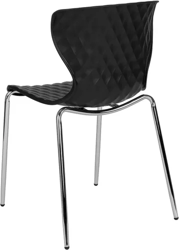 Vista 6 de Flash Furniture Lowell Silla apilable de plástico negro con asiento en cascada