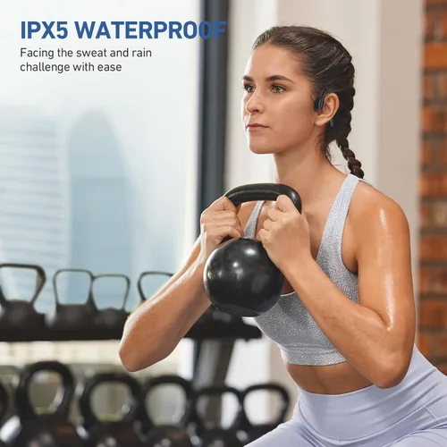 Vista 2 de Auriculares de conducción ósea de oído abierto, auriculares Bluetooth inalámbricos IPX5 impermeables para deportes, correr, gimnasio, ciclismo