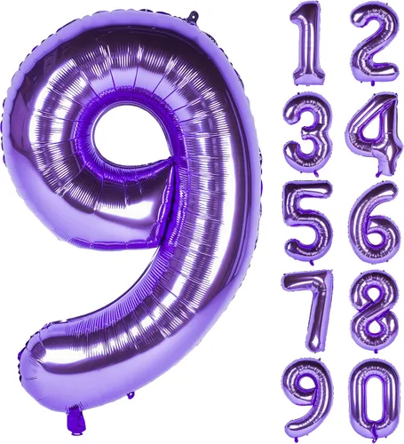 Vista 7 de Globos de 40 pulgadas para inflar con helio, de película de aluminio, para fiestas, cierre manual (púrpura 0)