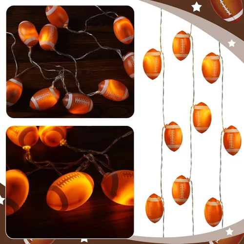 Vista 3 de VIHOSE Guirnalda de luces decorativas de fútbol de 9.84 pies, 20 luces LED, decoración de fútbol para habitación, alimentada con pilas, iluminación