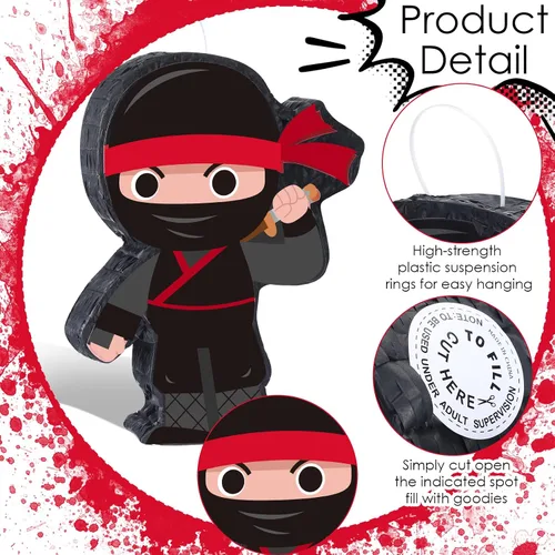 Vista 3 de Piñata ninja de Halloween con murciélago y vendas