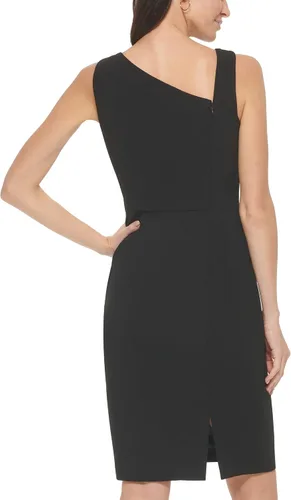 Vista 2 de Calvin Klein Vestido de crepé de buceo con escote acampanado para mujer, silueta de vaina, estilo sin cierre