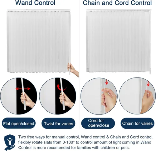 Vista 5 de Persianas verticales personalizadas, inalámbricas, control de varita, luz de ajuste, filtrado de luz de privacidad para puertas corredizas de vidrio