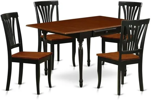 Vista 10 de East West Furniture MZAV3-BCH-W - Juego de comedor de 3 piezas para espacios pequeños que contiene una mesa de comedor rectangular con gotas y 2