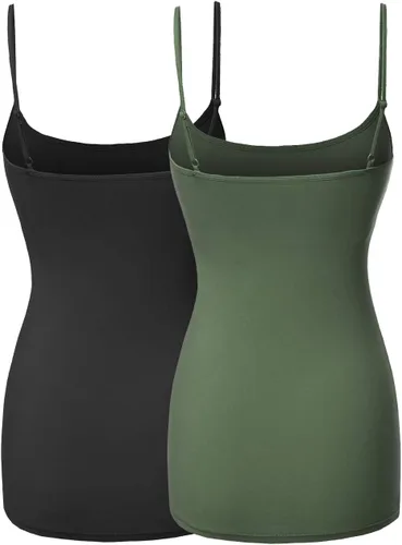 Vista 2 de Made by Emma Women's Basic Camisole Long Length Spaghetti Strap Tank Top 2PACK