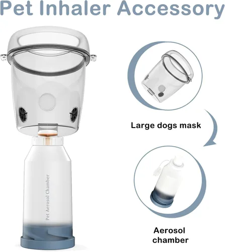 Vista 8 de Espaciador inhalador para perros grandes, cámara de aerosol para mascotas con máscara de silicona para perros grandes, para primeros auxilios