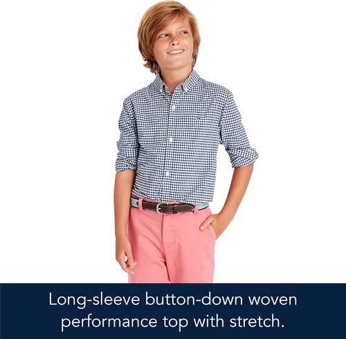 Vista 3 de vineyard vines Boys' On-The-go Gingham Button-Down Shirt