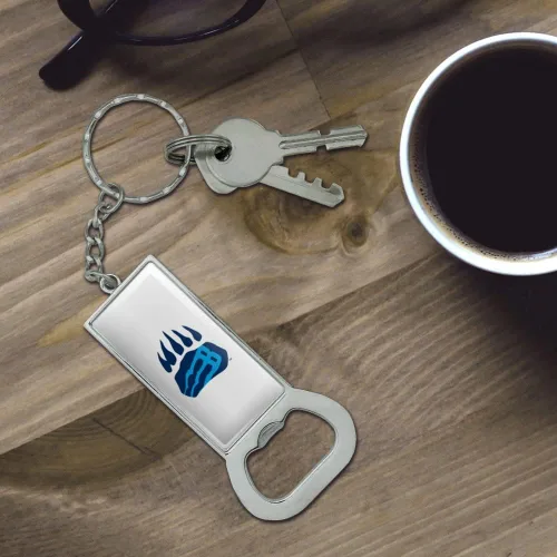Vista 2 de GRAPHICS & MORE Bob Jones University Secondary Logo Keychain Rectangle Chrome Plated Metal Bottle Cap Opener