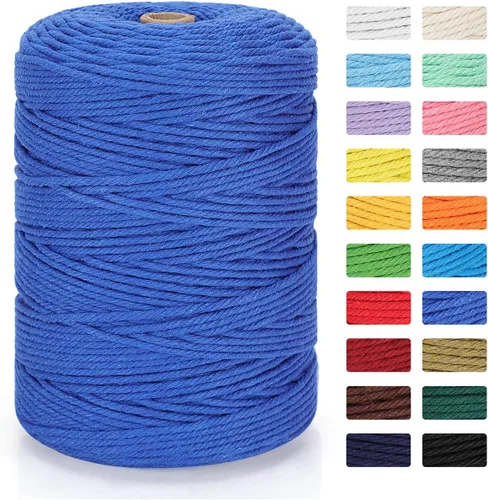 Vista 41 de Cordón de macramé 3mm x 300m Cuerda de macramé 100% algodón natural Cordón de algodón trenzado de 4 hebras para manualidades DIY, adornos