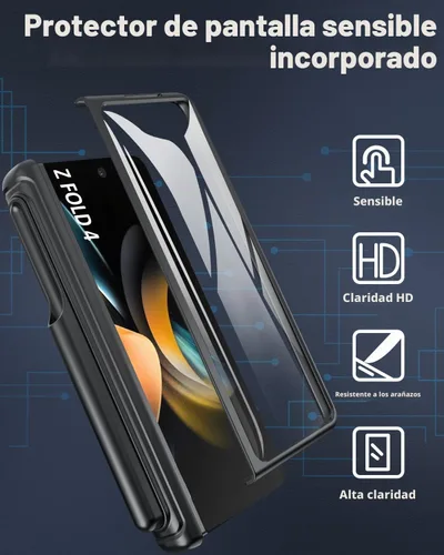 Vista 4 de Viaotaily Funda para Galaxy Z Fold 4 con Soporte para S Pen y Tarjetero y Protección de Bisagra, Protector de Pantalla Integrado y Cubierta