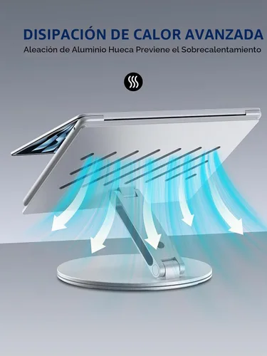 Vista 5 de YICOSUN - Soporte para computadora portátil para escritorio, soporte de computadora ajustable en altura giratoria de 360°, elevador ergonómico