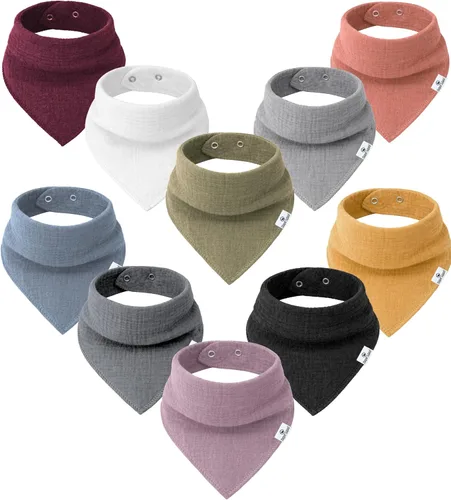 Vista 17 de Diaper Squad 10-Pack Organic Cotton Baby Bibs for Baby Boy, Girl Pastel
