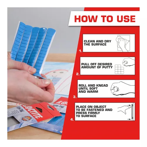 Vista 2 de Loctite 1865809 Fun-Tak Pestañas de montaje, 2 onzas, azul (paquete de 12)