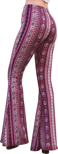Vista 6 de Daisy Del Sol - Pantalones de yoga cómodos y elásticos de cintura alta, estilo boho de los 70 con parte inferior acampanada Baya