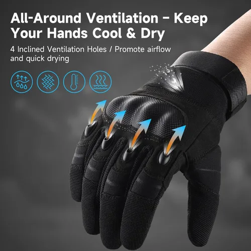 Vista 3 de Cierto Guantes de motocicleta para hombres y mujeres, guantes de conducción para pantalla táctil con protector de nudillos duro, palma