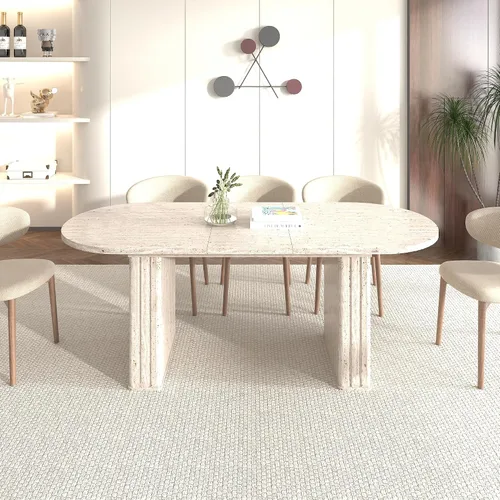 Vista 16 de Mesa de comedor extensible de 62.99 a 78.7 pulgadas para 6, 8 y 10, moderna mesa expandible de cocina de madera de granja, mesas de conferencias