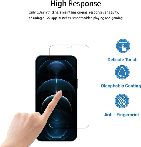 Vista 6 de Marco de alineación fácil diseñado para protector de pantalla de vidrio templado iPhone 12 Pro 2 unidades, película protectora de lente de cámara 2