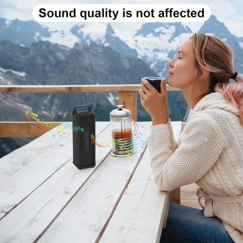 Vista 7 de Funda de silicona compatible con altavoz portátil Anker Soundcore 2, funda protectora de viaje con asa y mosquetón para altavoz Anker Soundcore 2
