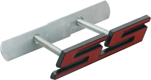 Vista 4 de 1 calcomanía de metal 3D para rejilla delantera, emblema SS para automóvil (negro y rojo)