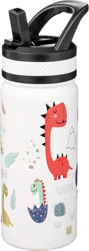 Vista 12 de Fanhaw Botella de Agua Aislada para Niños de 18 Oz con Tapa de Pajita – Acero Inoxidable de Doble Pared al Vacío, A Prueba de Fugas, Botellas