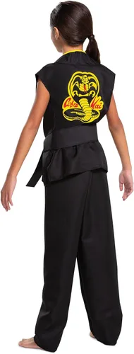 Vista 5 de Disfraz de Cobra Kai para niños, disfraz oficial de Cobra Kai para niños con cinturón negro, Negro