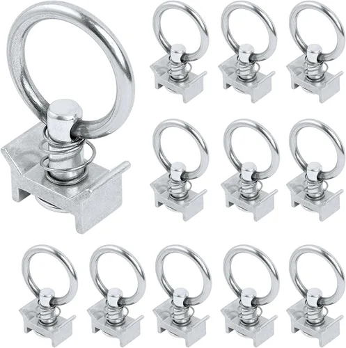 Vista 8 de Accesorio de perno individual en L con capacidad de 1,814 kg con anillo redondo de aluminio para control de carga, paquete de 12, negro